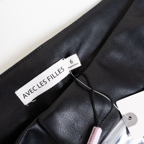 Anthropologie Avec Les Filles Faux Ever Leather Pants Flared Leg Trousers Black - Picture 7 of 13